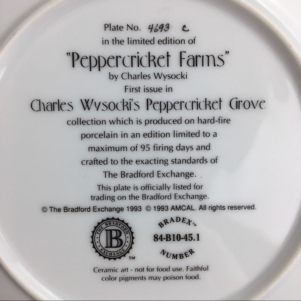 Vintage CHARLES WYSOCKI Peppercricket Farms Plate - Picture 10 of 10